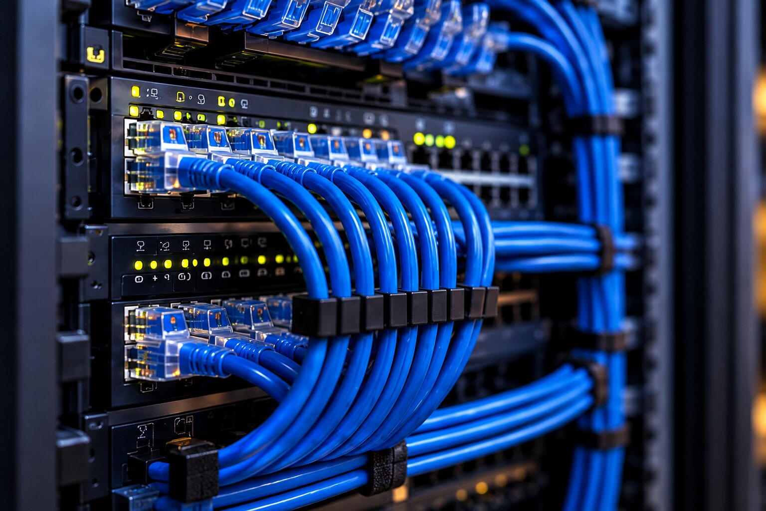 Síťový kabel zapojený do routeru